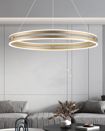 Lustra LED Modern Ring G3848/400 GD, suspendata,cu telecomanda, 92W, 4000lm, auriu, cu trei tipuri de lumina