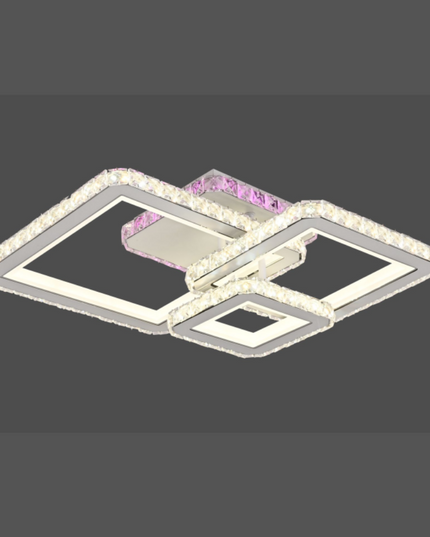 Lustra LED Square Style, cu telecomanda, 88W, 3500lm, gri, cu trei tipuri de lumina,L7604/3C