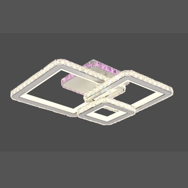 Lustra LED Square Style, cu telecomanda, 88W, 3500lm, gri, cu trei tipuri de lumina,L7604/3C
