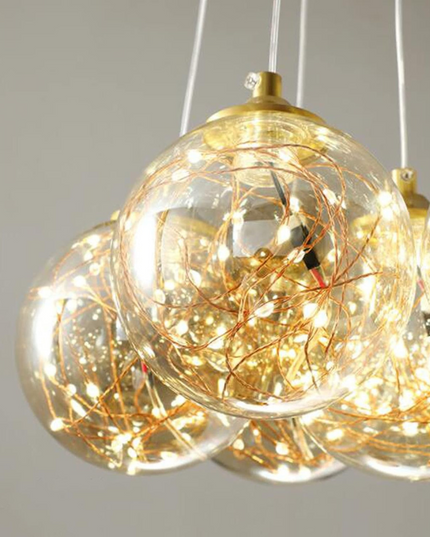 Lustra LED Starry Elegance, suspendata, cu 3 globuri, 18W, stil minimalist, auriu DX333/3