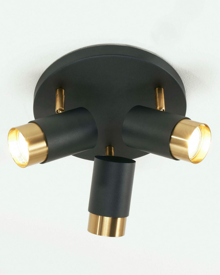 Lustra LED tip spot Trio Design, 15W, lumina neutra, iluminat modern, negru cu auriu SE-C3007-3RD