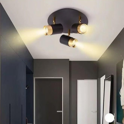 Lustra LED tip spot Trio Design, 15W, lumina neutra, iluminat modern, negru cu auriu SE-C3007-3RD