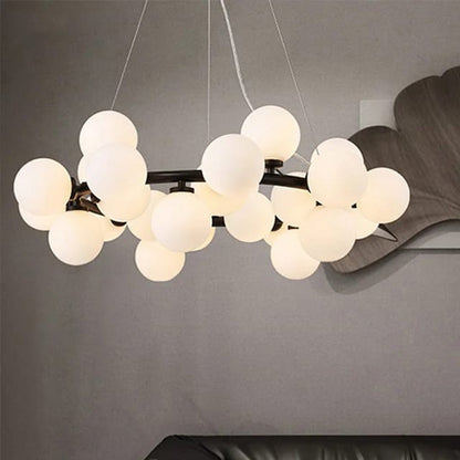 Lustra Led Modern Glowing, suspendata,cu 25 becuri, 75W, 3600lm, negru, bec G9, lumina 4000k DX1010/25 BK