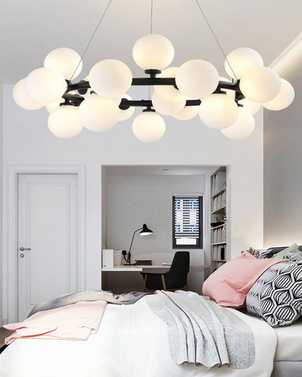 Lustra Led Modern Glowing, suspendata,cu 25 becuri, 75W, 3600lm, negru, bec G9, lumina 4000k DX1010/25 BK