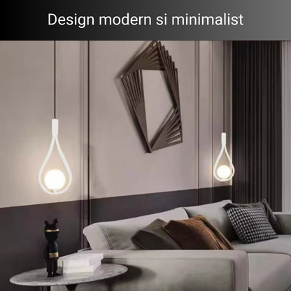 Lustra pe cablu Dazzle Globe, stil minimalist, 2 globuri, alb, E14  DX1016/2 WT E14