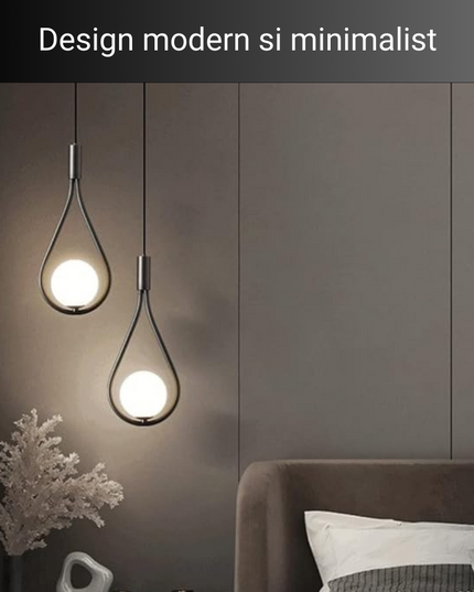 Lustra pe cablu Dazzle Globe, stil minimalist, 2 globuri, negru, E14 DX1016/2 BK E14