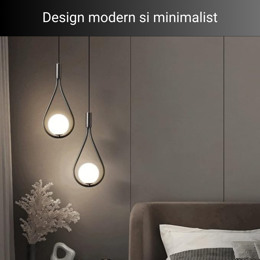 Lustra pe cablu Dazzle Globe, stil minimalist, 2 globuri, negru, E14 DX1016/2 BK E14