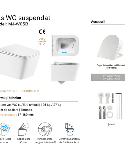 Vas WC Suspendat Rimless – Alb Lucios
