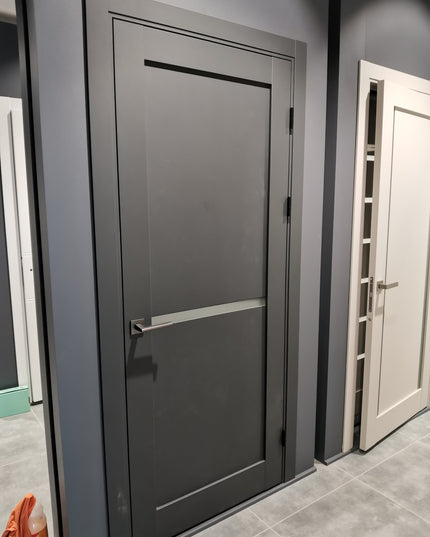 Ușă interior ML-60 satin – cu bandă de sticlă / Millenium - Carlo Porte