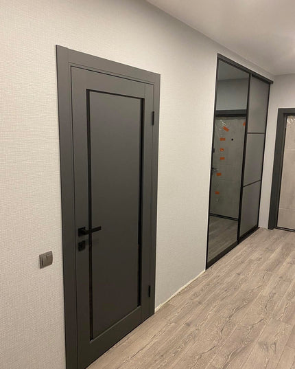 Ușă de interior antracit ML-62 cu două benzi de sticlă neagră