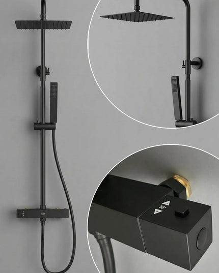 Sistem de duș termostatic – Mason – Negru mat