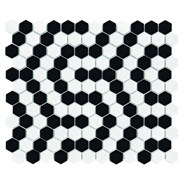 Mozaic Mini Hexagon B&W Coral 30×26
