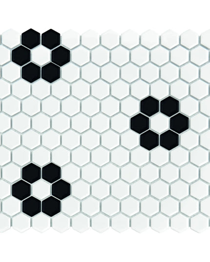 Mozaic Mini Hexagon B&W Flower 30×26