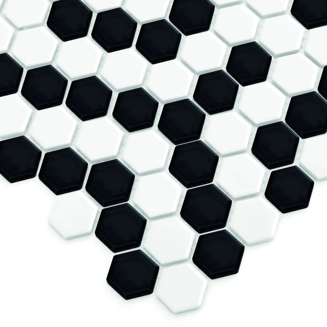 Mozaic Mini Hexagon B&W Coral 30×26