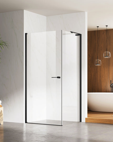 Cabină de duș colț slim reversibil cu sticlă NANO 6mm cu ușă batantă