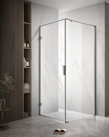 Cabină de duș de colț cu ușă batantă cu sticlă NANO 8mm cu deschidere stânga