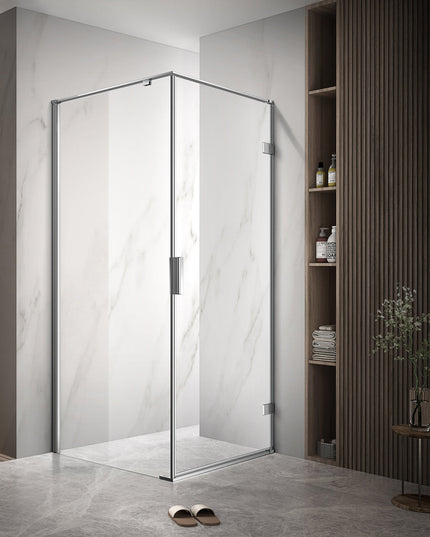 Cabină de duș de colț cu ușă batantă cu sticlă NANO 8mm cu deschidere dreapta