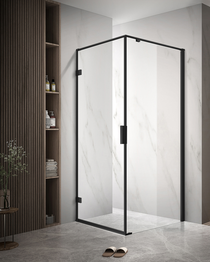 Cabină de duș de colț cu ușă batantă cu sticlă NANO 8mm cu deschidere stânga