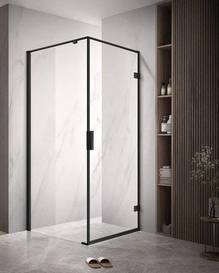 Cabină de duș de colț cu ușă batantă cu sticlă NANO 8mm cu deschidere dreapta