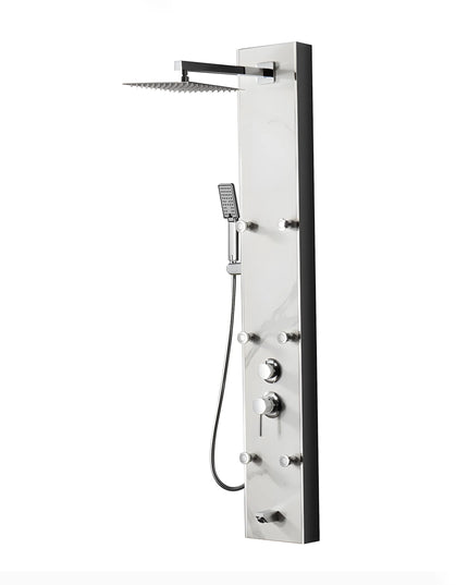 Panel de Duș Marble White – Design Premium cu Jeturi Multiple de Hidromasaj și Duș Fix