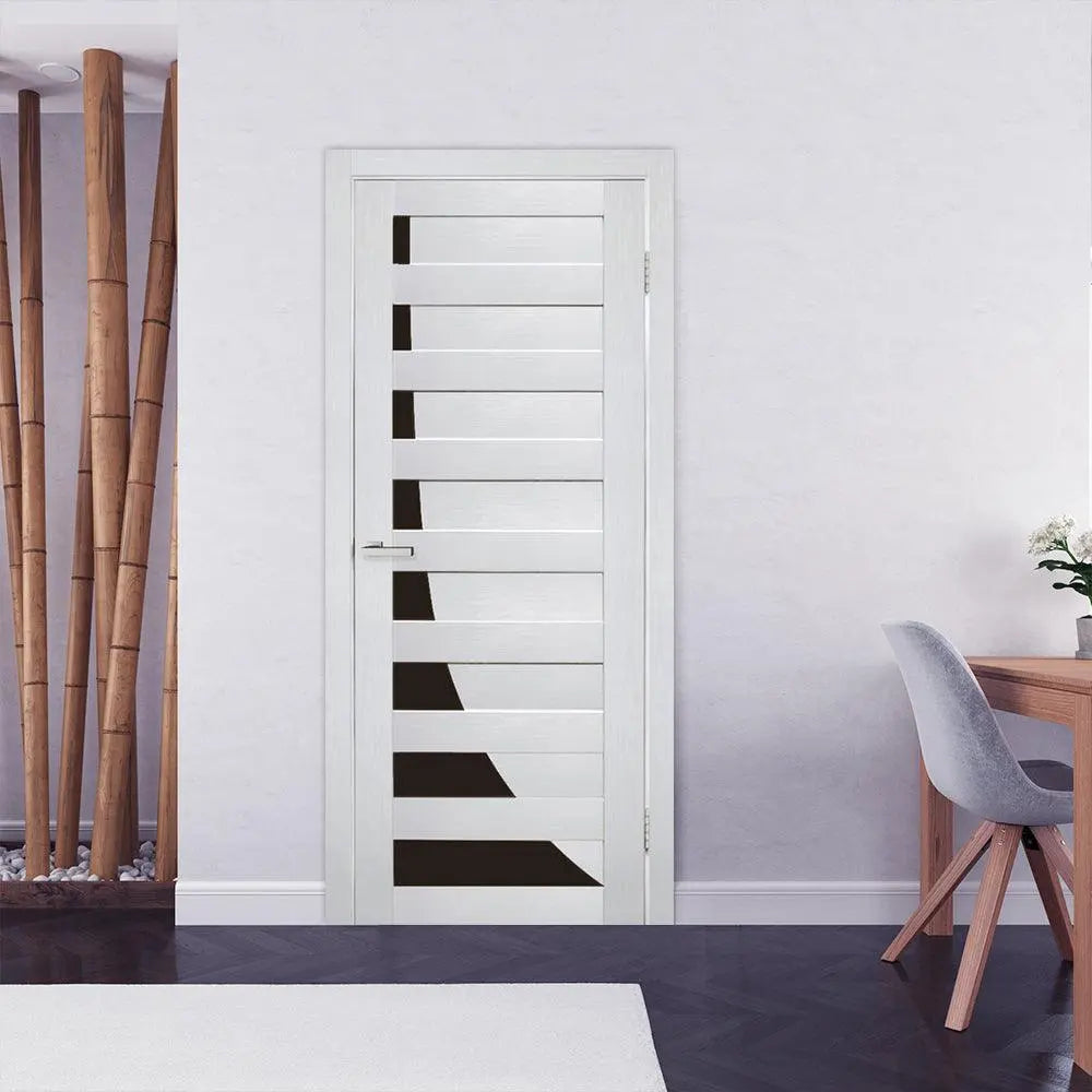 Ușă interior Paris Pearl Ash – cu sticlă negră complet echipată, cu toc reglabil