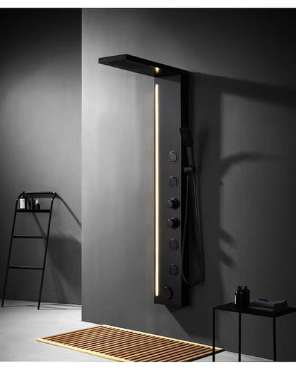 Panel de Duș Black Line – Design Modern cu Bandă Luminoasă și Funcții Multiple