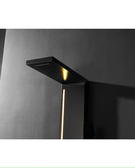 Panel de Duș Black Line – Design Modern cu Bandă Luminoasă și Funcții Multiple