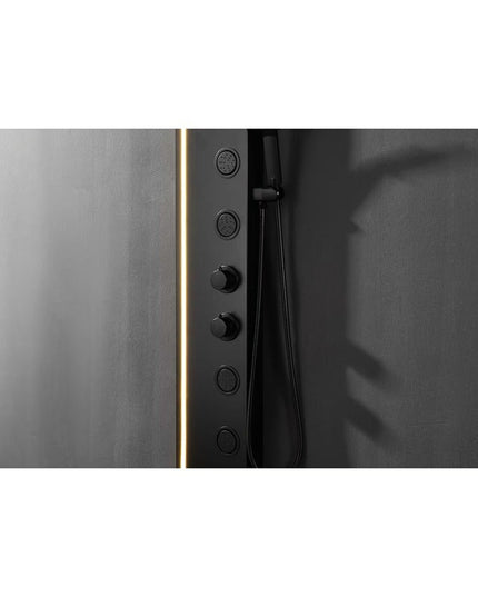 Panel de Duș Black Line – Design Modern cu Bandă Luminoasă și Funcții Multiple