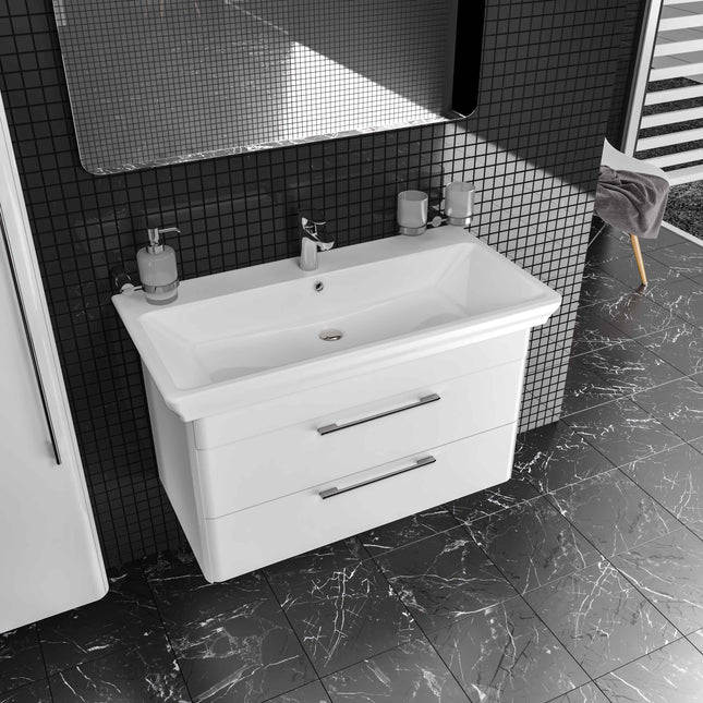 Mobilier de baie suspendat Paola, Alb