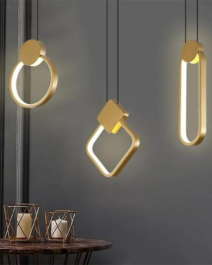 Pendul led micro square 24W 1680Lm, auriu cu trei tipuri de lumina  6209 GD