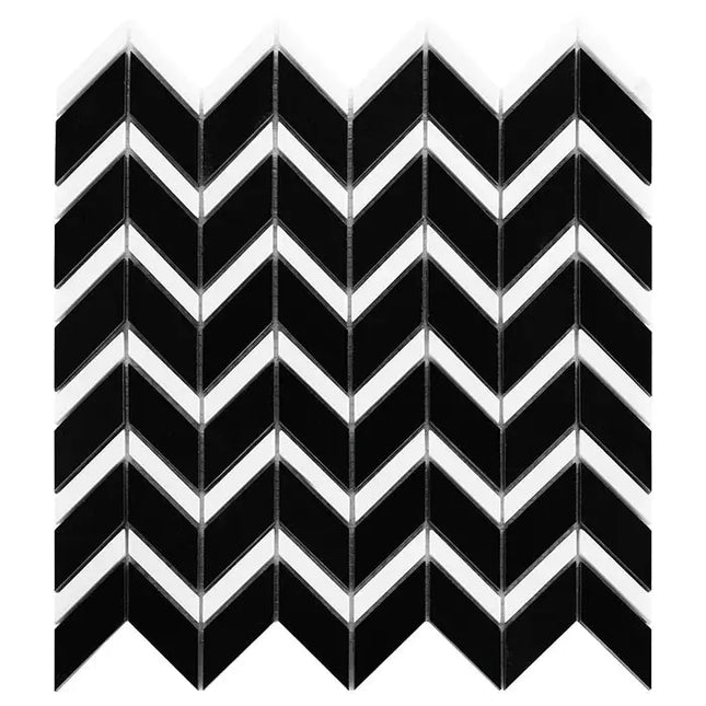 Mozaic Pure Black Chevron mix 30,5×30,5