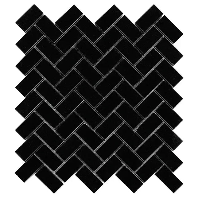 Mozaic Pure Black Herringbone 48 28,5×30,5