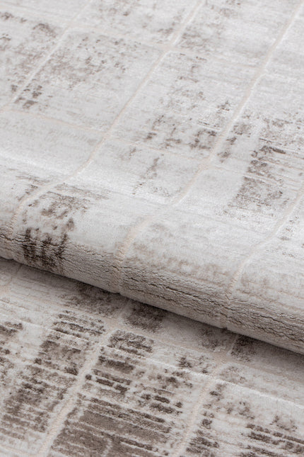 Covor Lusso Cream Brown – Design Geometric Pătrățos