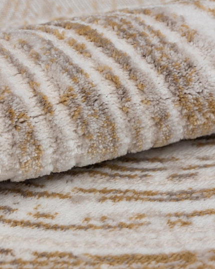 Covor Lusso Cream Gold – Model Premium cu Textură Valuri Aurii
