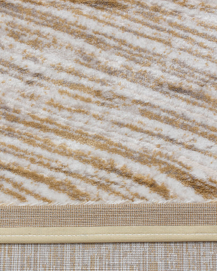 Covor Lusso Cream Gold – Model Premium cu Textură Valuri Aurii