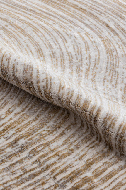Covor Lusso Cream Gold – Model Premium cu Textură Valuri Aurii