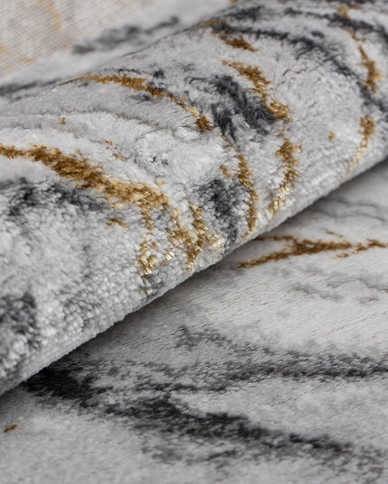 Covor San Marco Grey Antracit – Design Marmură Luxos cu Accente Aurii
