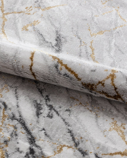 Covor San Marco Grey Antracit – Design Marmură Luxos cu Accente Aurii