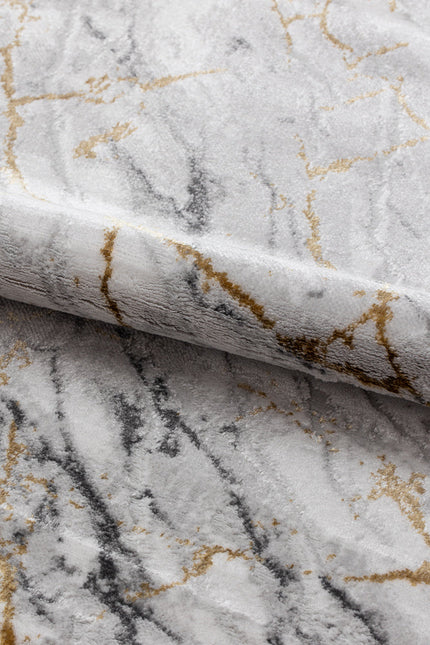 Covor San Marco Grey Antracit – Design Marmură Luxos cu Accente Aurii