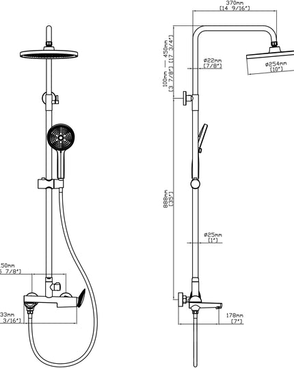 Set duș RoseGold Trio Exposed – 3 căi, montaj aparent