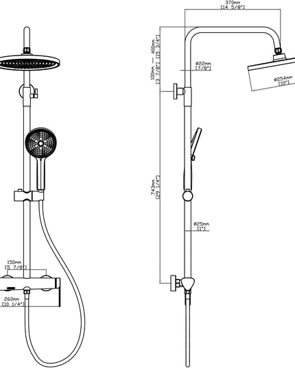 Set duș clasic – finisaj negru mat, design modern din oțel inoxidabil