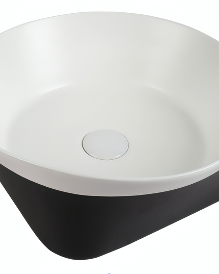 Lavoar ceramic rotund A692-CA08M – design modern alb mat și negru mat