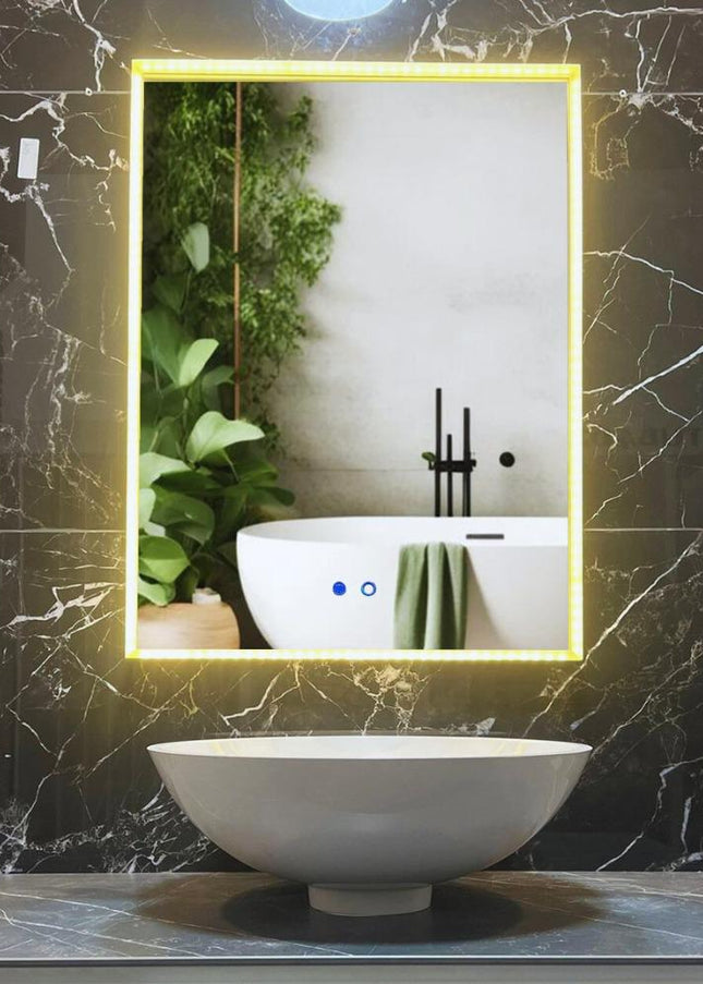 Oglindă LED Baie 80x60 cm cu 3 Tipuri de Lumină și Funcție Dezaburire JHD 2320