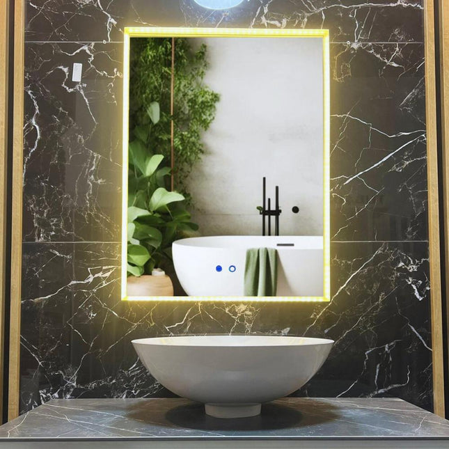 Oglindă LED Baie 80x60 cm cu 3 Tipuri de Lumină și Funcție Dezaburire JHD 2320