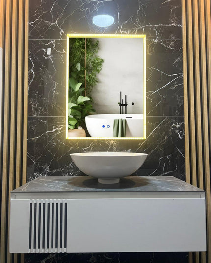 Oglindă LED Baie 80x60 cm cu 3 Tipuri de Lumină și Funcție Dezaburire JHD 2320