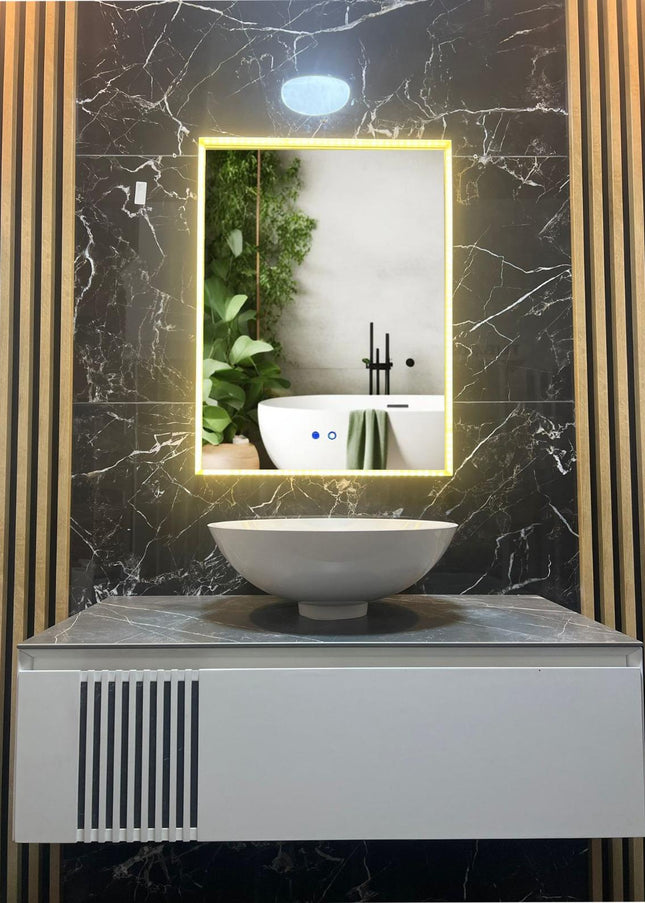 Oglindă LED Baie 80x60 cm cu 3 Tipuri de Lumină și Funcție Dezaburire JHD 2320