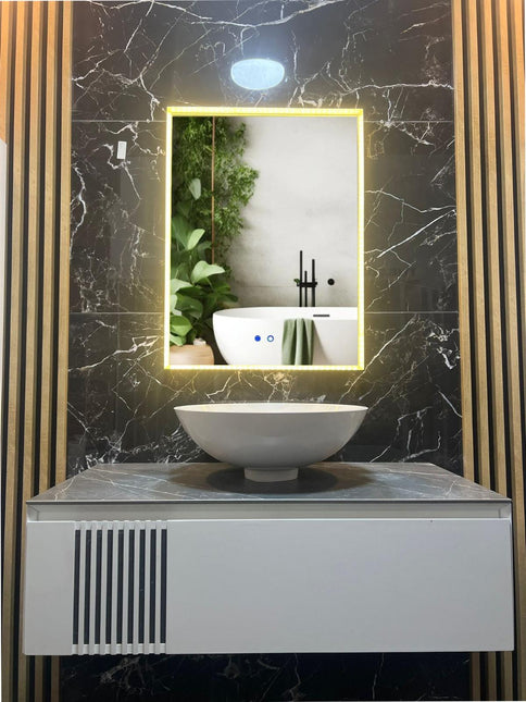 Oglindă LED Baie 80x60 cm cu 3 Tipuri de Lumină și Funcție Dezaburire JHD 2320