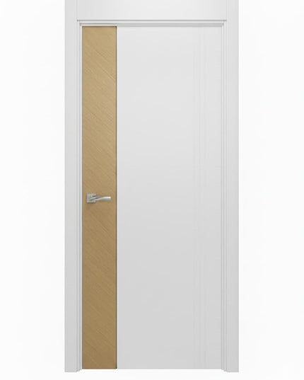 Ușă vopsită JYP-104 Alb cu inserție furnir și riflaj