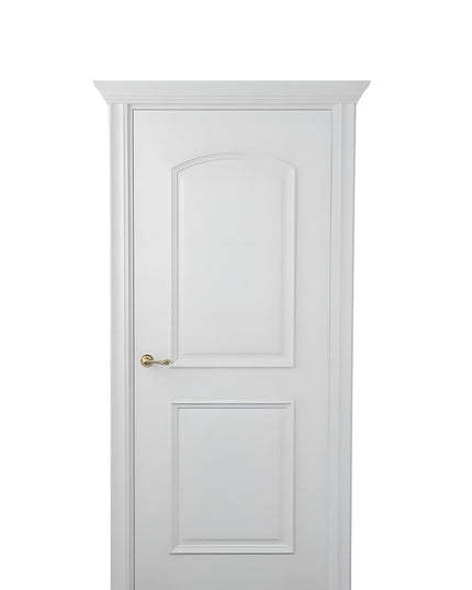 Ușă vopsită JYP-102 Alb cu panou arcuit și panou clasic profilat