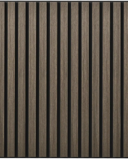 Panou riflaj decorativ XYPT-13 – lamele verticale nuc închis pe bază neagră